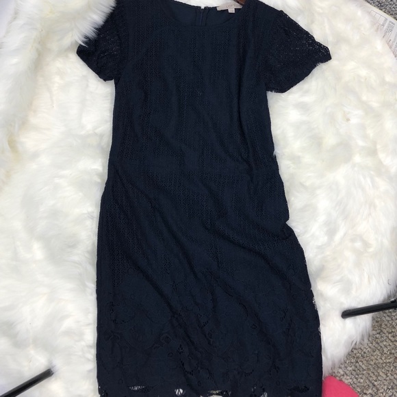 LOFT size 10 Navy Lace Dress - Picture 4 of 4
